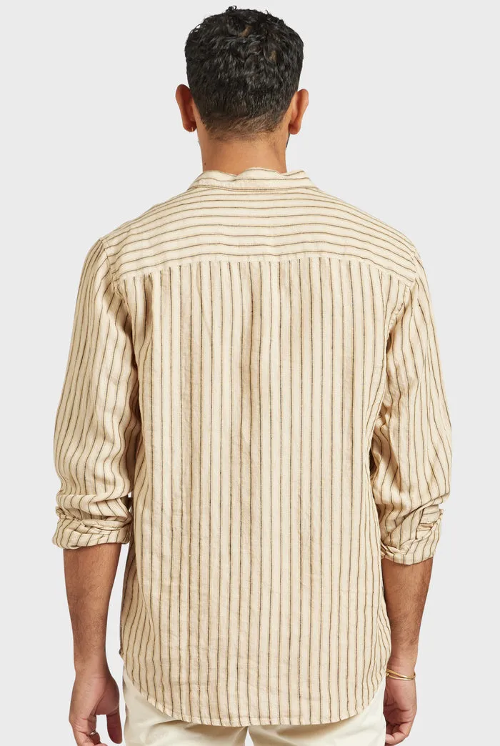 The Academy Brand Jeff Linen Shirt - Parchment Brown