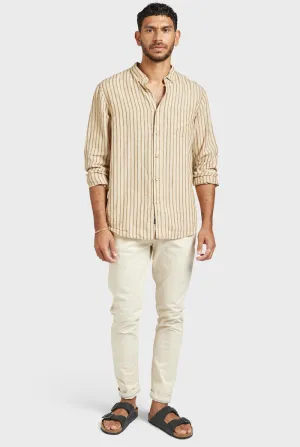 The Academy Brand Jeff Linen Shirt - Parchment Brown