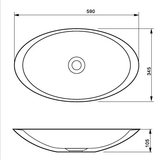 Toka Lite Oval Benchtop With Fine Edges - 290mm - CSB06