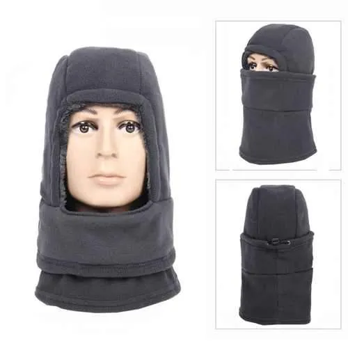 Unisex Full Face Mask Fleece Cap Neck Warmer Hood Plush Lining Winter Sports Multifunctional Ski Hat