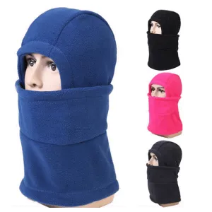 Unisex Full Face Mask Fleece Cap Neck Warmer Hood Plush Lining Winter Sports Multifunctional Ski Hat