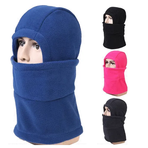 Unisex Full Face Mask Fleece Cap Neck Warmer Hood Plush Lining Winter Sports Multifunctional Ski Hat