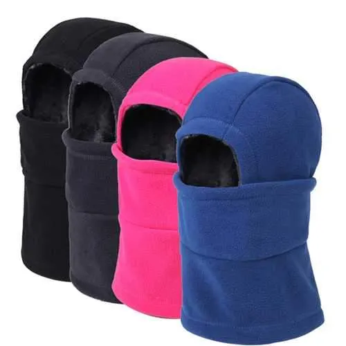 Unisex Full Face Mask Fleece Cap Neck Warmer Hood Plush Lining Winter Sports Multifunctional Ski Hat