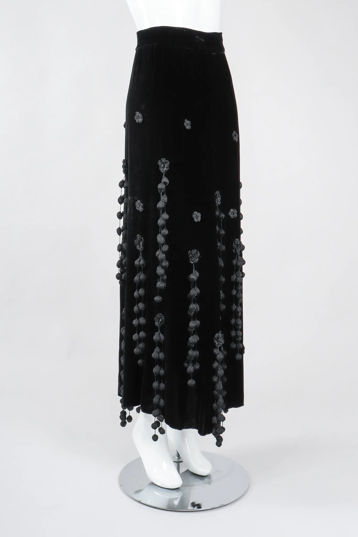 Velvet Crochet Pompom Skirt