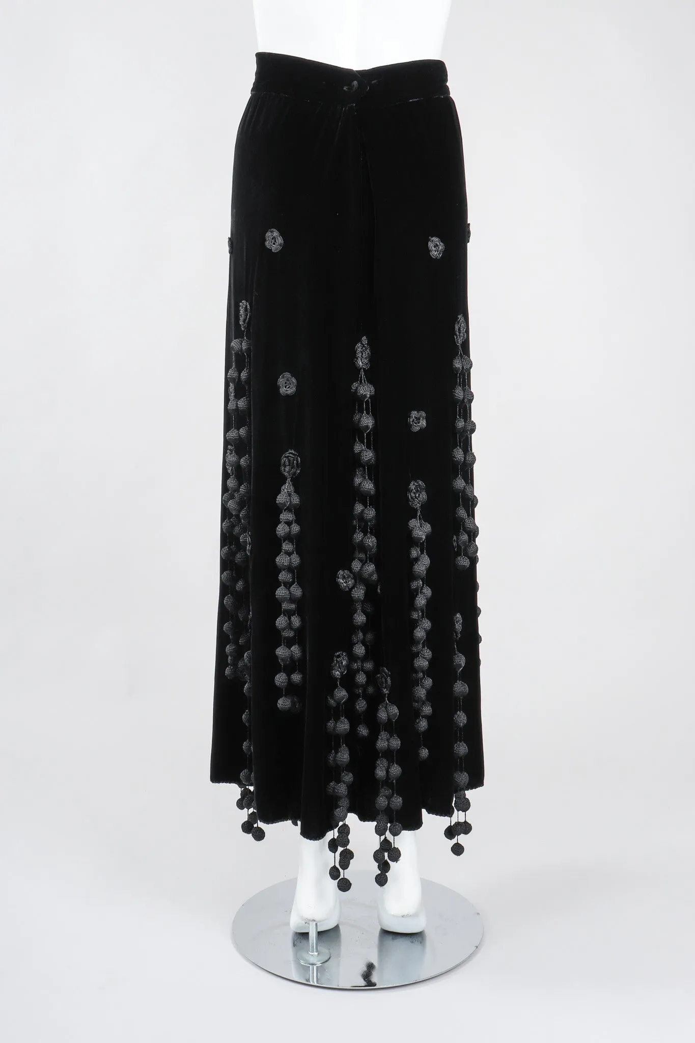 Velvet Crochet Pompom Skirt