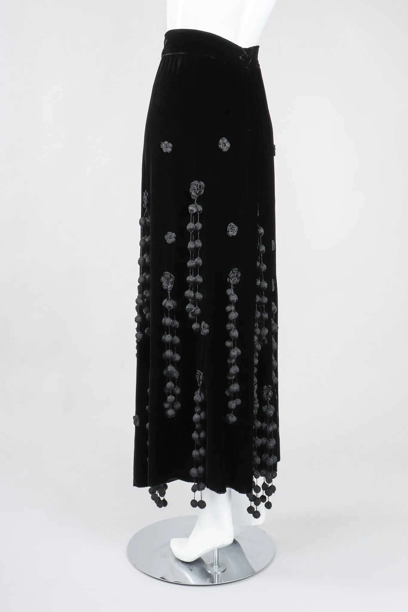 Velvet Crochet Pompom Skirt