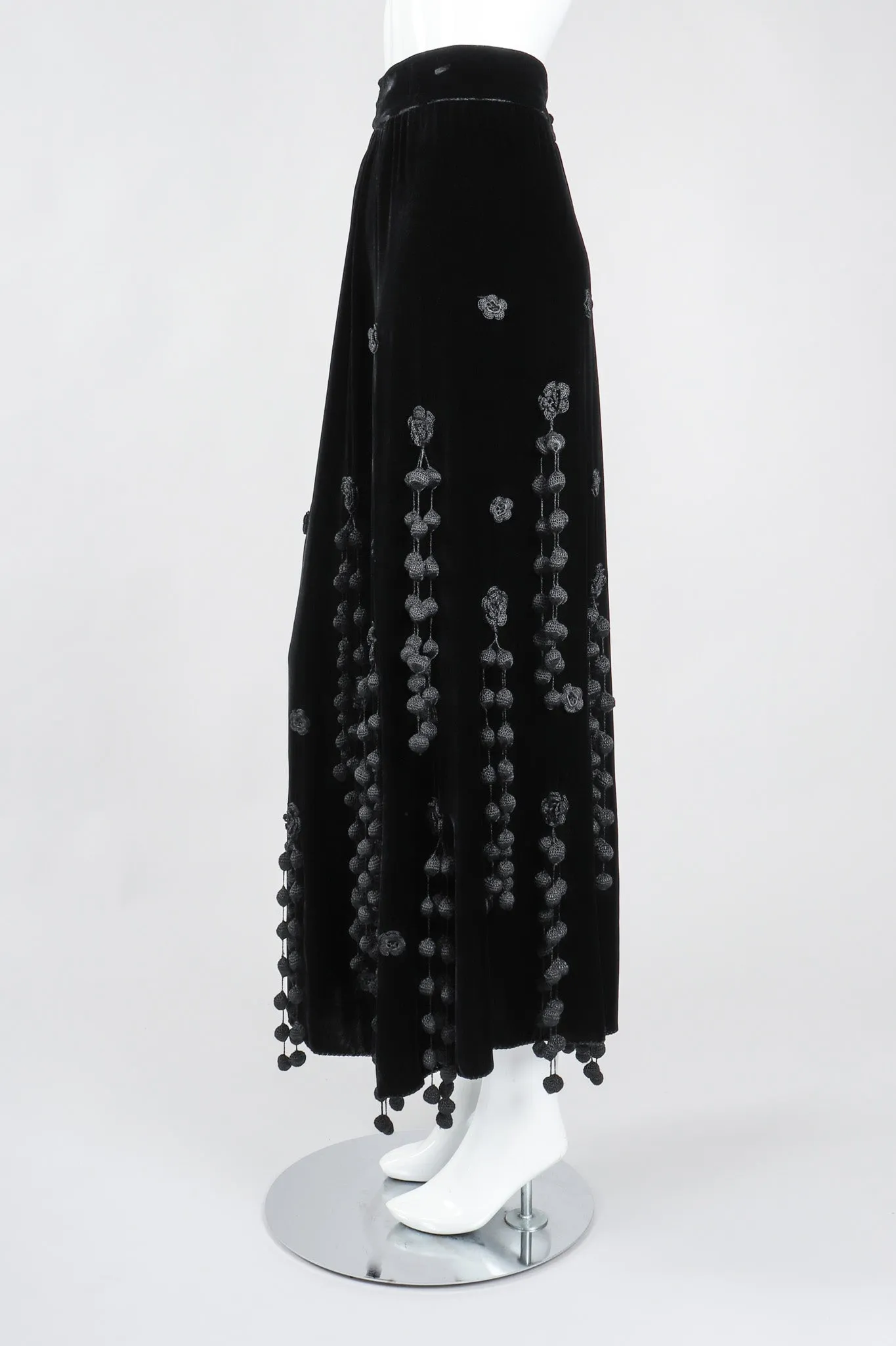 Velvet Crochet Pompom Skirt