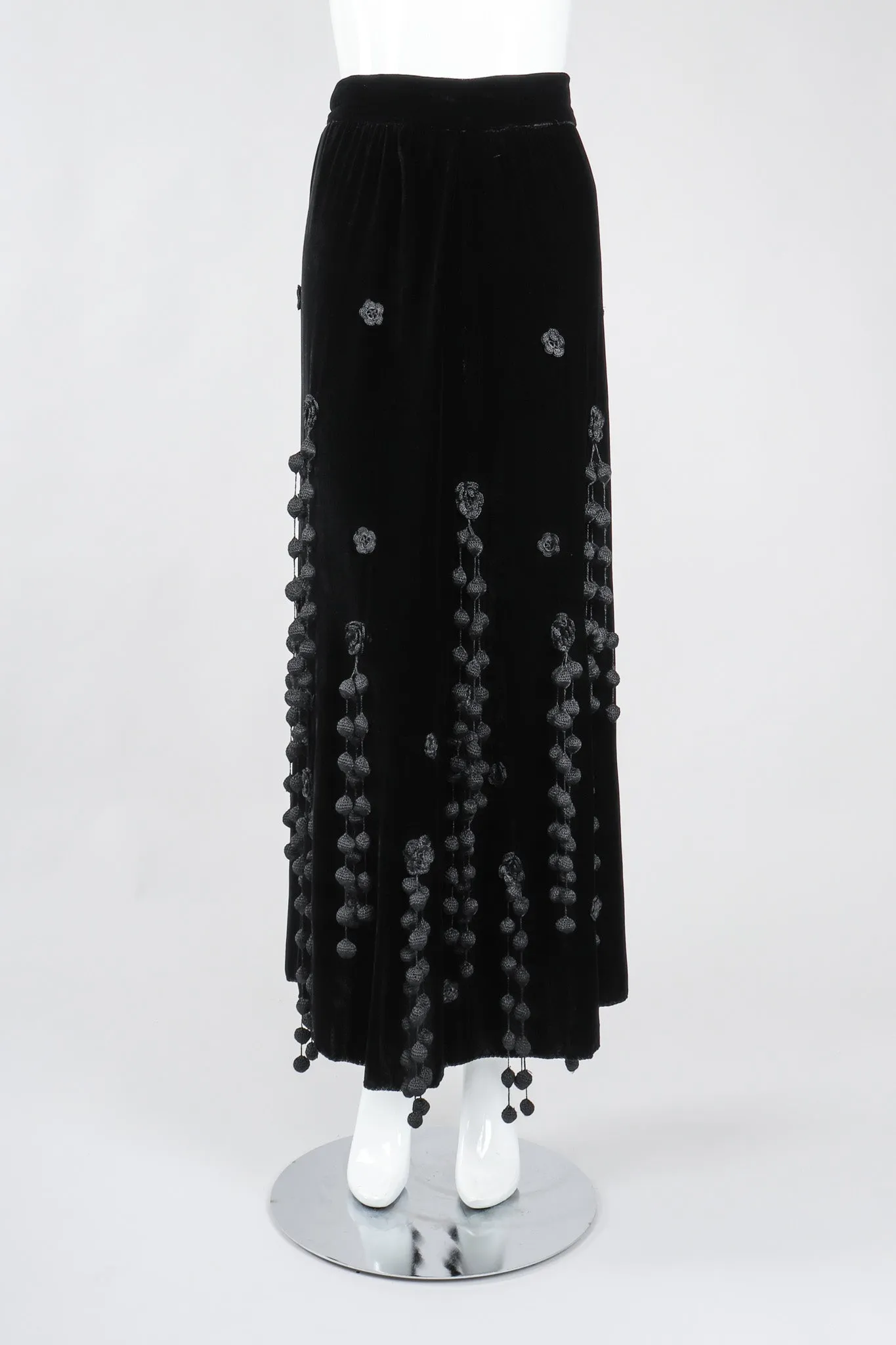 Velvet Crochet Pompom Skirt