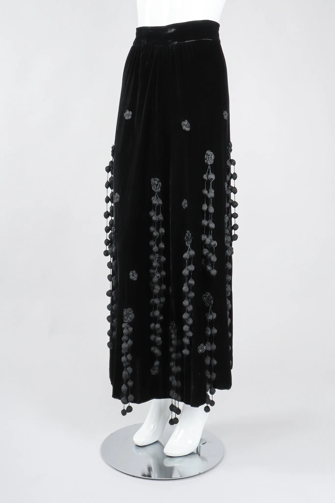 Velvet Crochet Pompom Skirt
