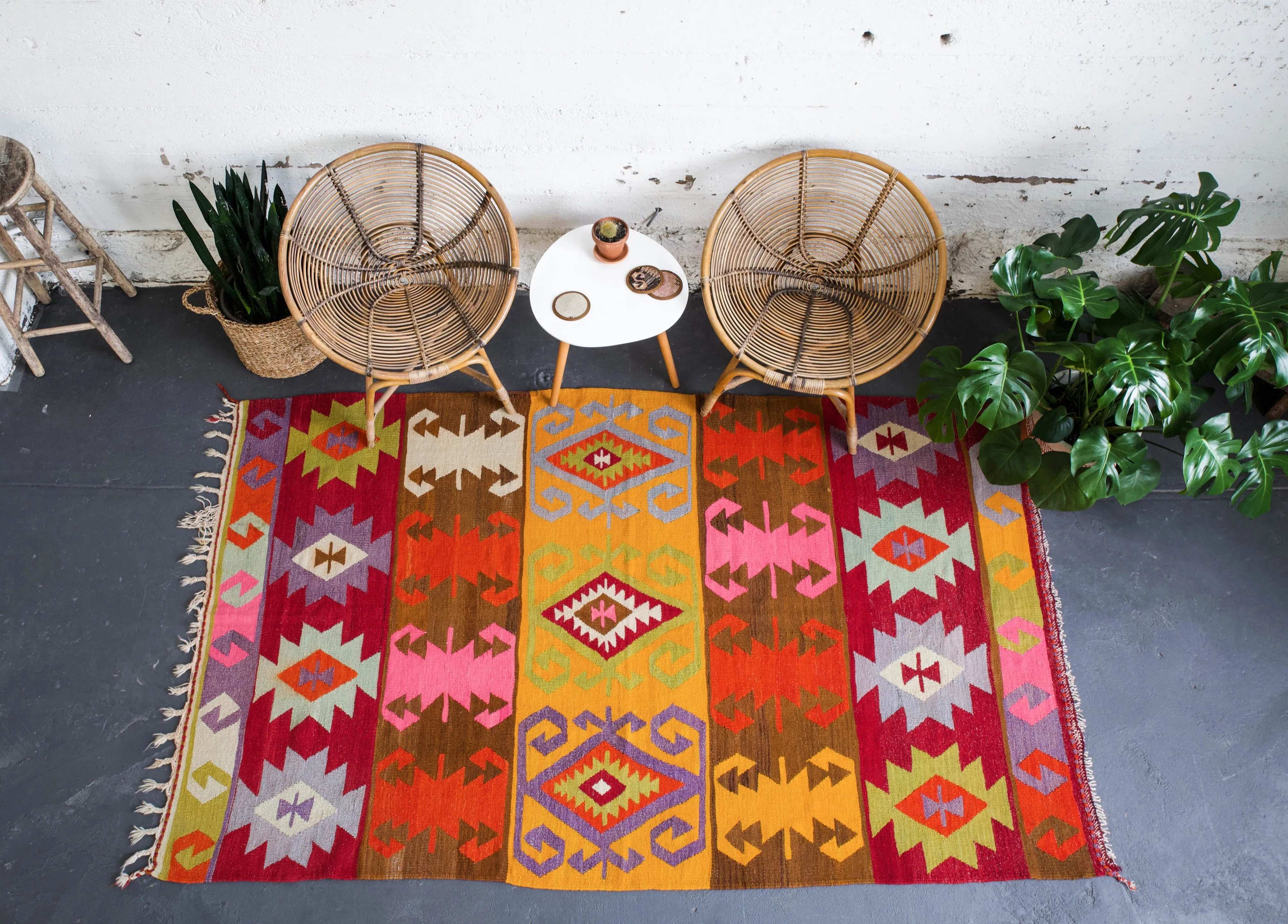 Vintage Turkish Antalya Barak Kilim Rug