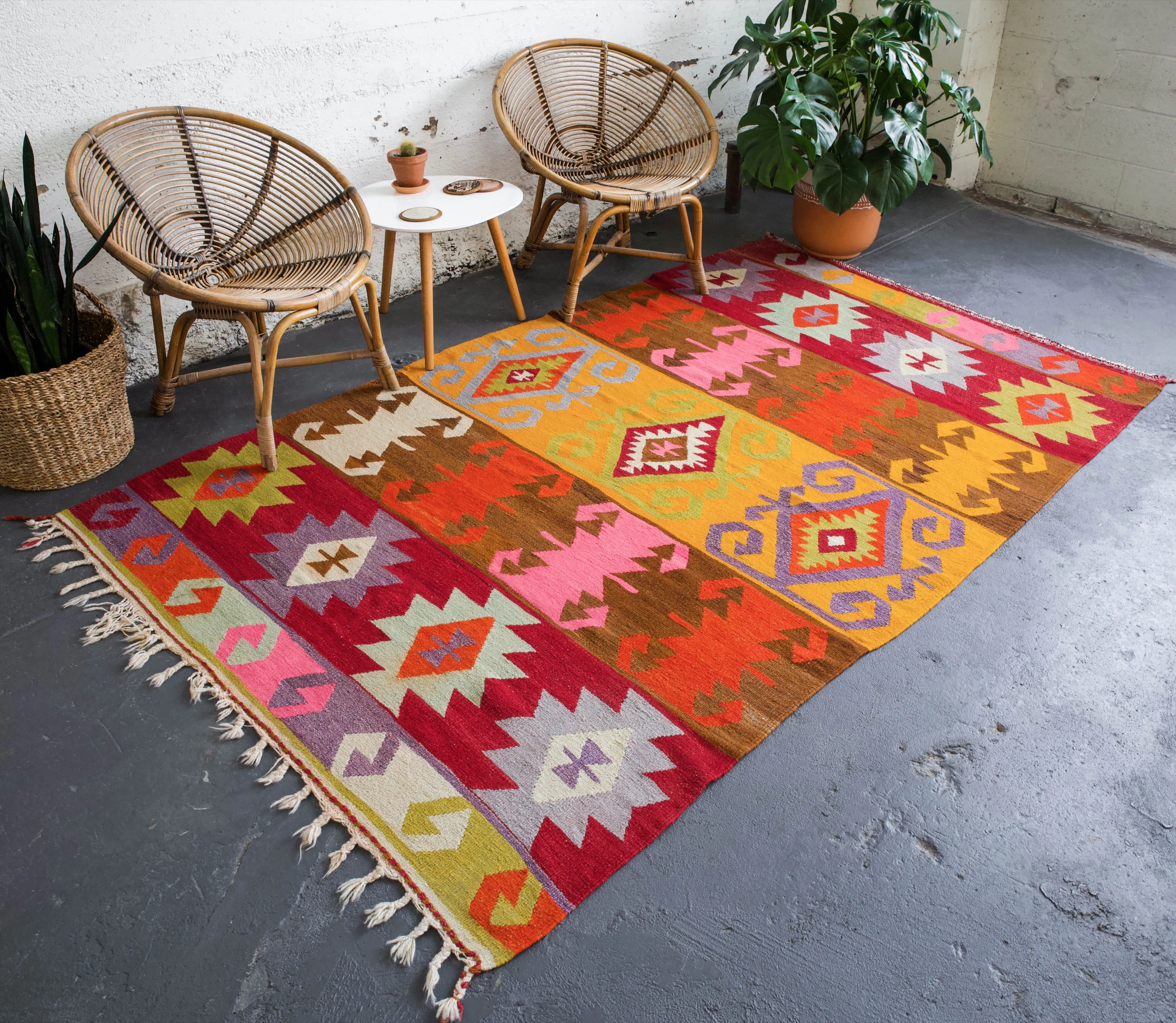 Vintage Turkish Antalya Barak Kilim Rug