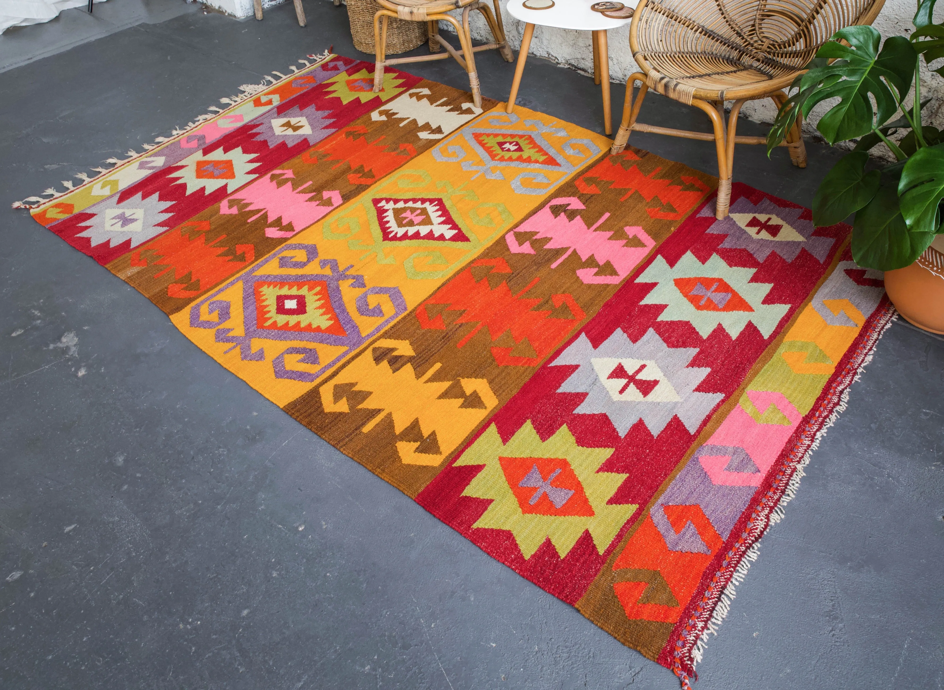 Vintage Turkish Antalya Barak Kilim Rug