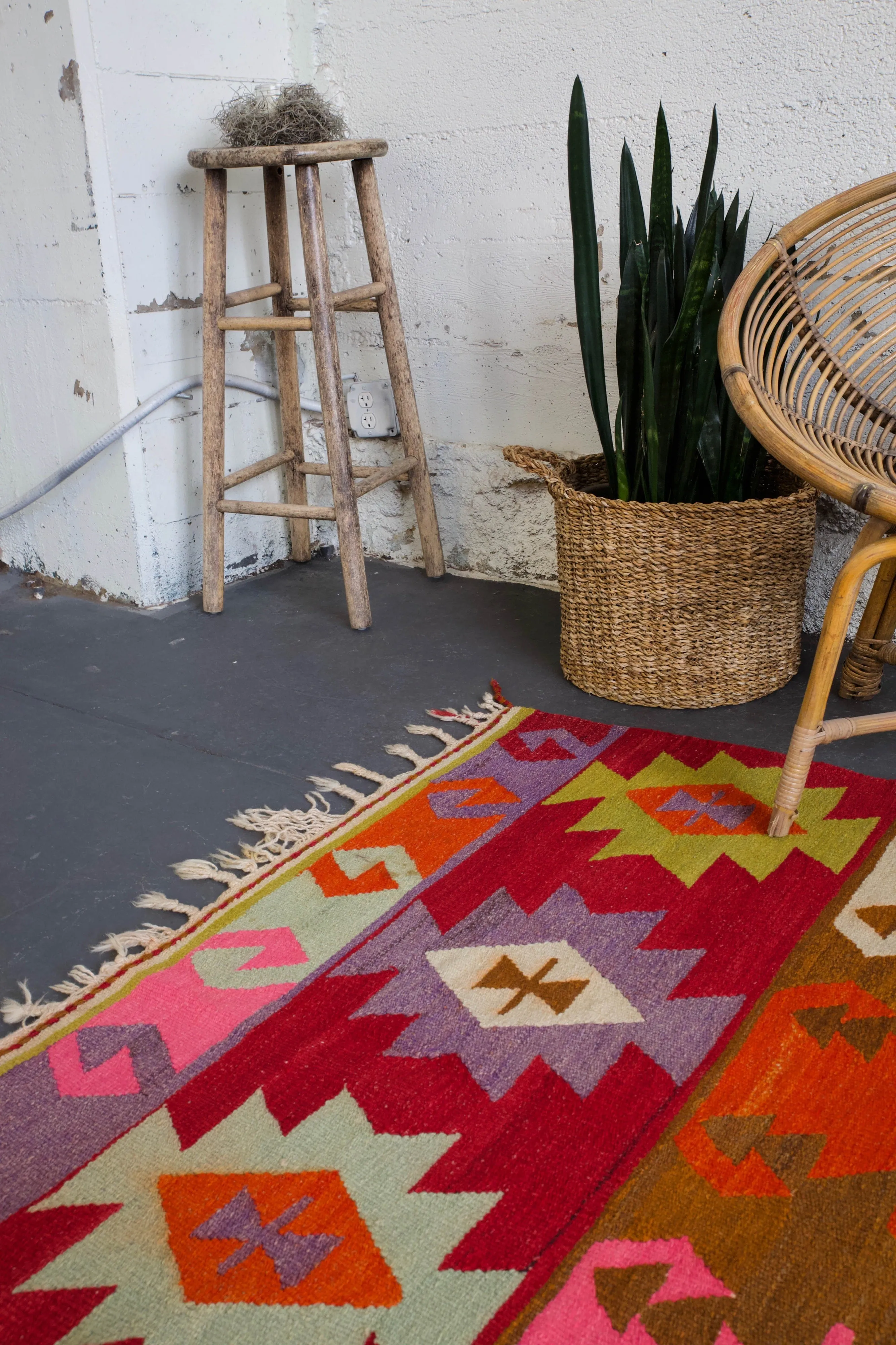 Vintage Turkish Antalya Barak Kilim Rug