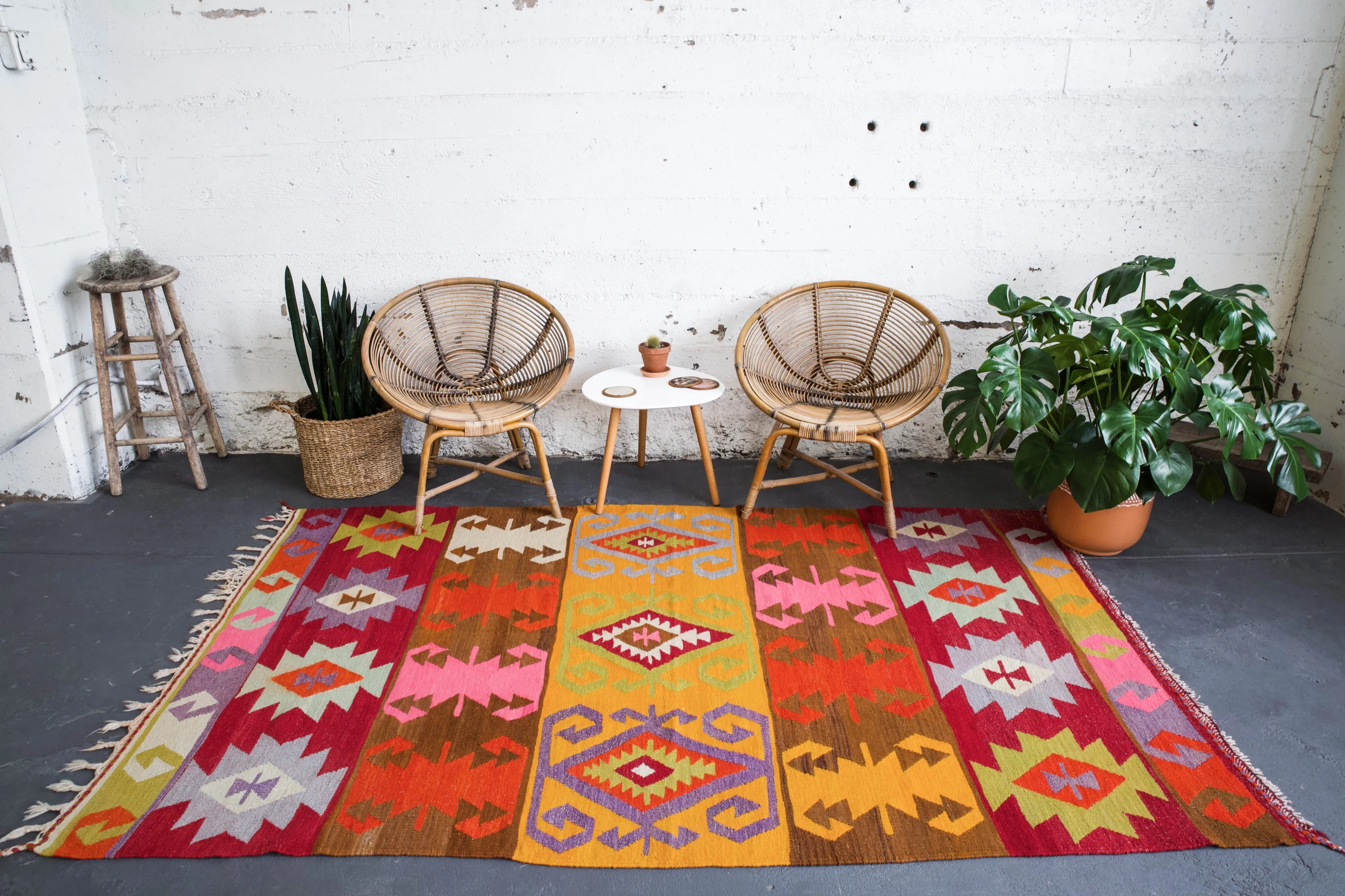 Vintage Turkish Antalya Barak Kilim Rug