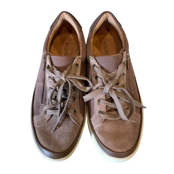 Vionic Women’s Size 8 Mayra Essence Suede Fashion Zipper Sneakers‎ EUC