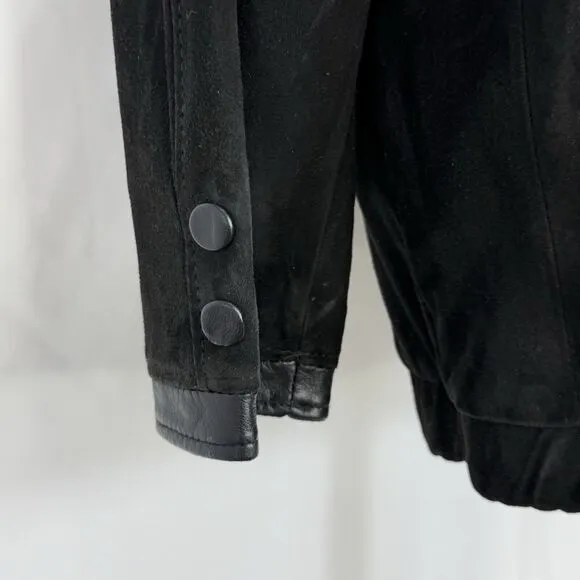 Vtg Friitala Finland Women’s Black Suede Leather Double-Breasted Jacket Size 6