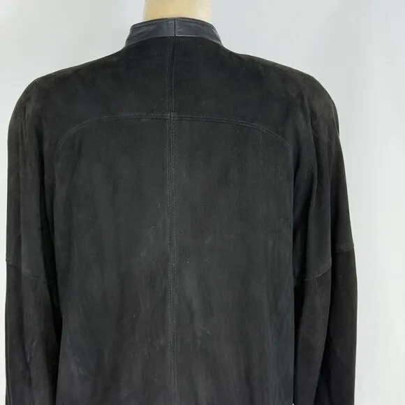 Vtg Friitala Finland Women’s Black Suede Leather Double-Breasted Jacket Size 6
