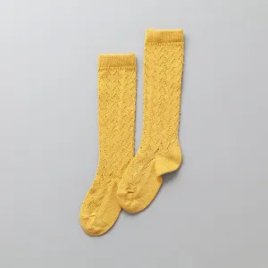 Warm Crochet Knee Socks, Mustard
