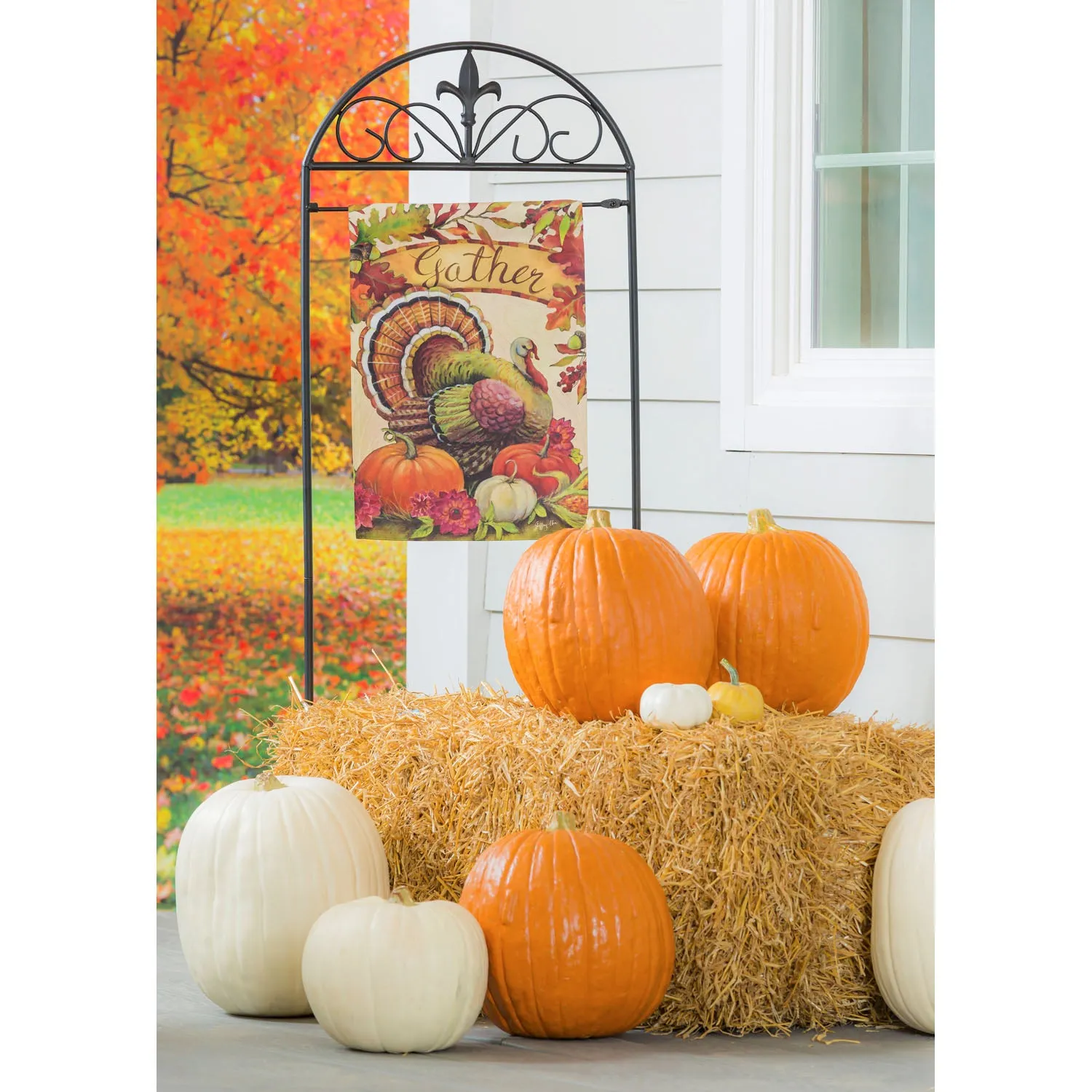 Warm Gathering Turkey Garden Suede Flag,14s9267