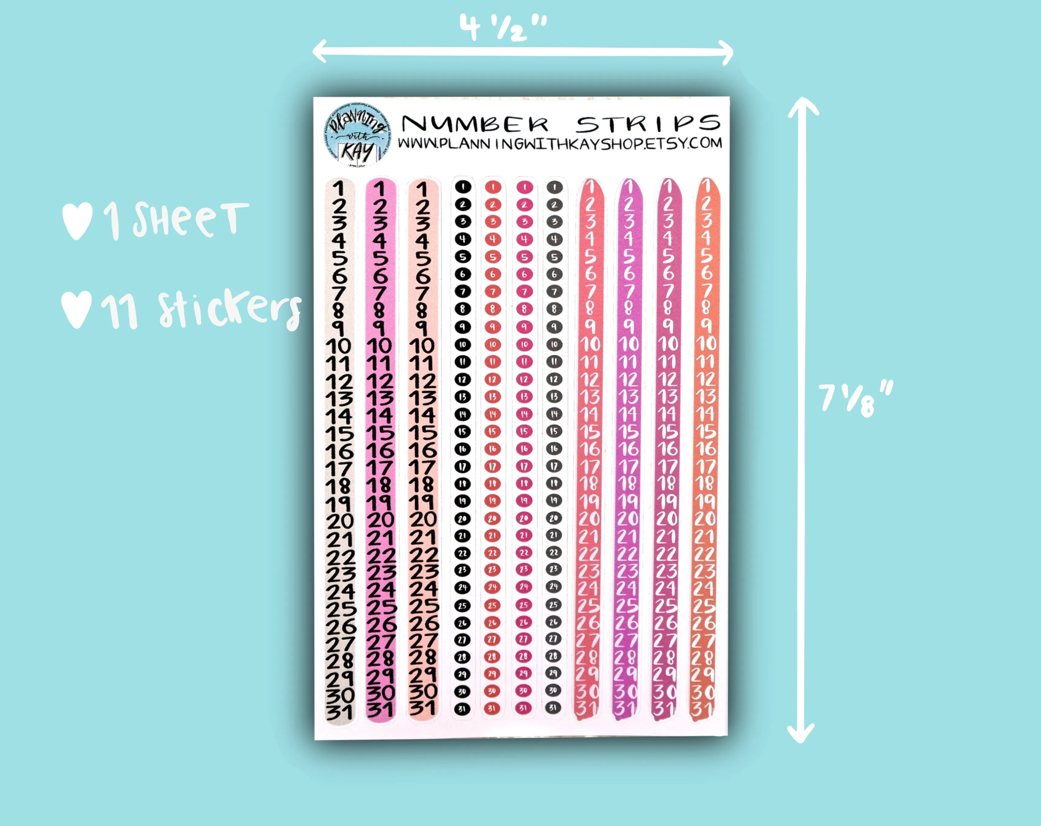 Warm Tone Number Strips