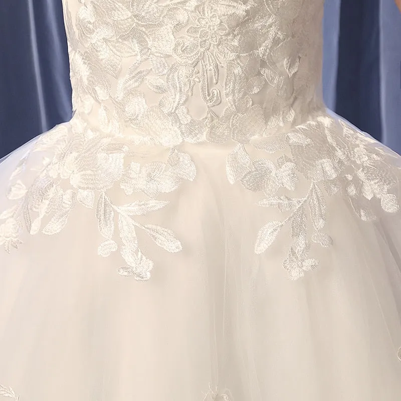 Wedding Dress Elegant Court Train Lace Embroidery Princess Vintage
