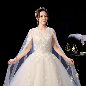 Wedding Dress Elegant Court Train Lace Embroidery Princess Vintage