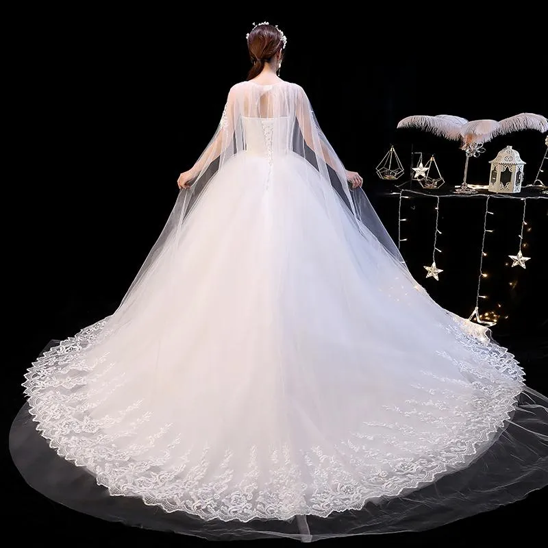 Wedding Dress Elegant Court Train Lace Embroidery Princess Vintage