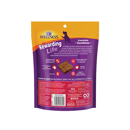Wellness The Rewarding Life Soft Bites - Beef & Turkey Dog Treats (6oz/170g)