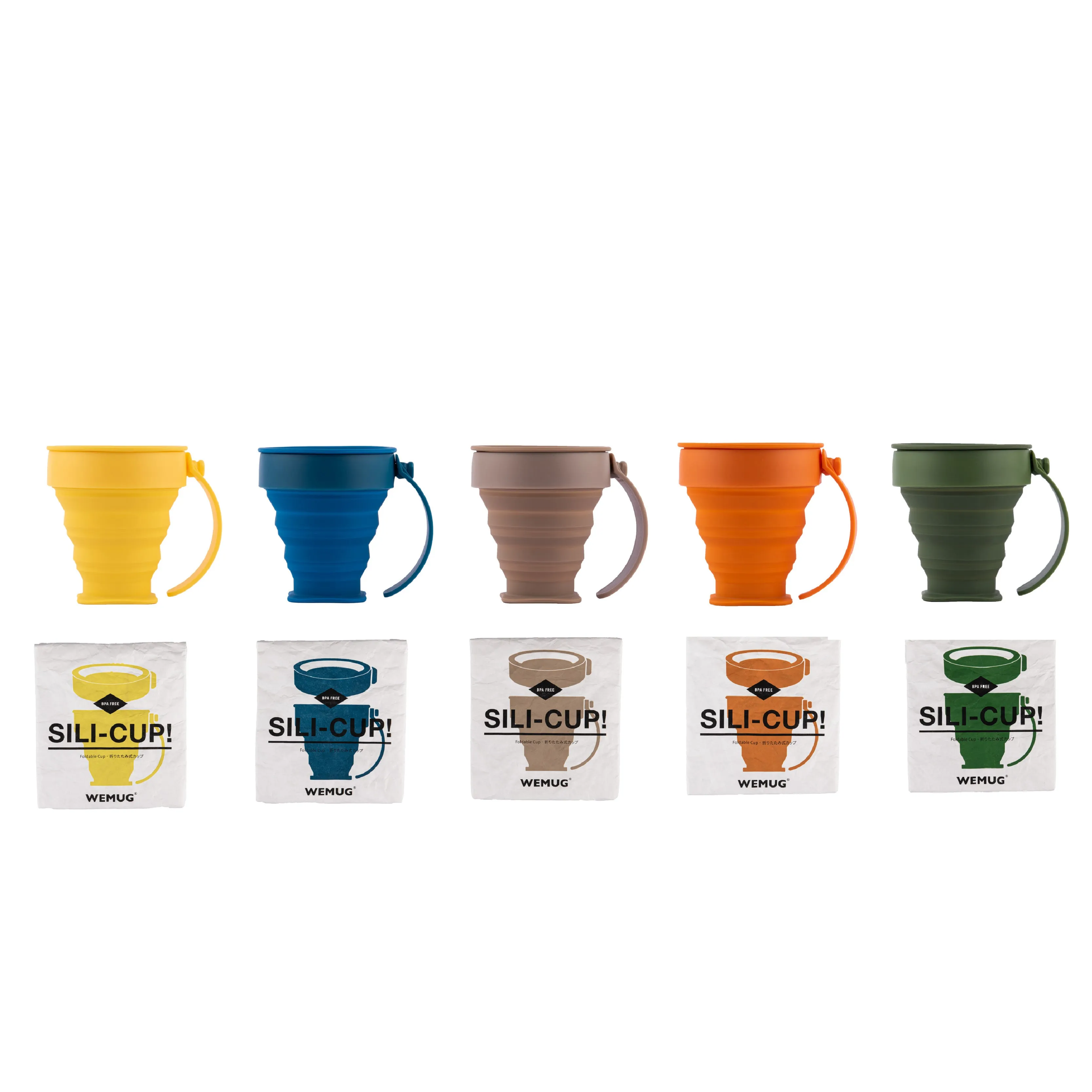WEMUG On-the-go Foldable Sili Cup with reusable Tyvek bag