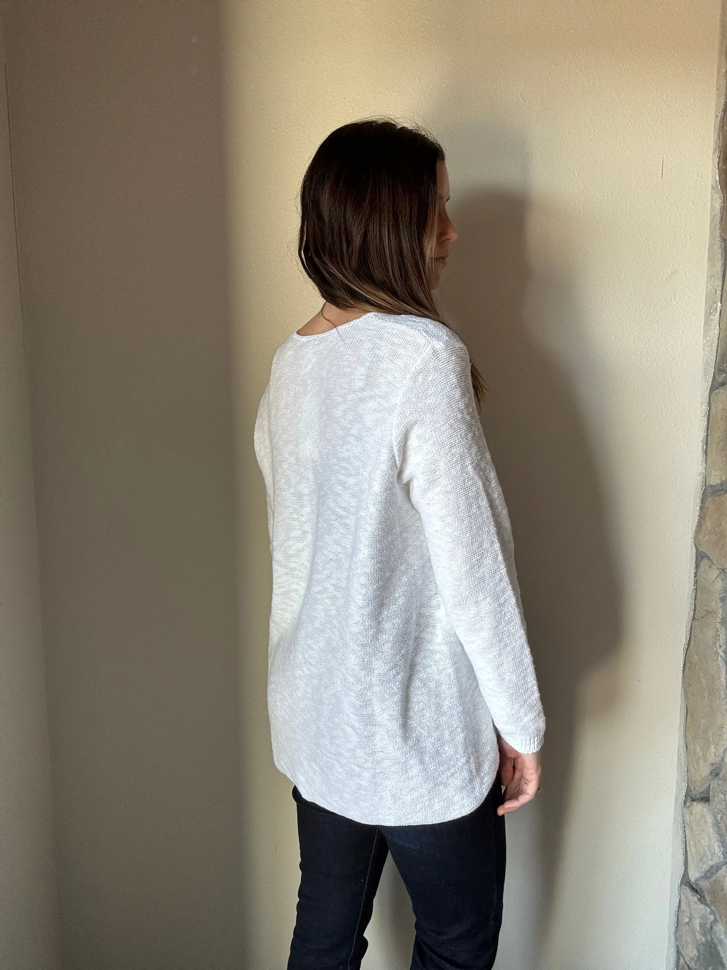 white classic cotton scoop sweater