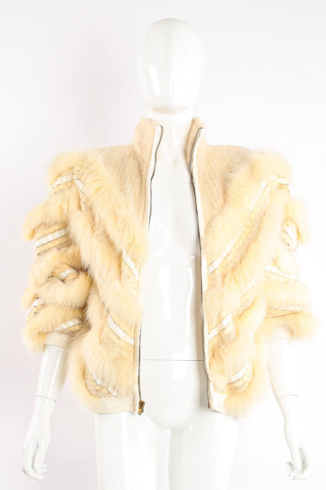Woven Fur Chevron Bomber