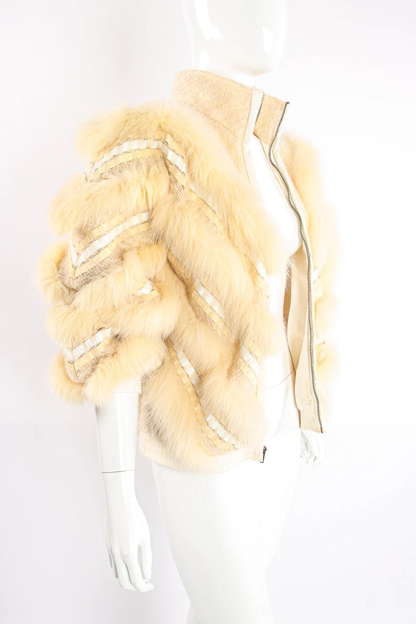 Woven Fur Chevron Bomber
