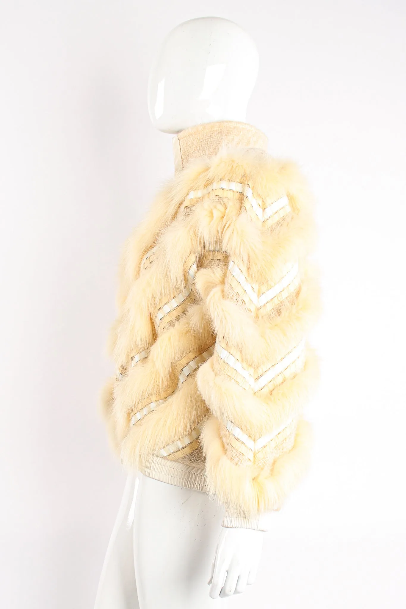 Woven Fur Chevron Bomber