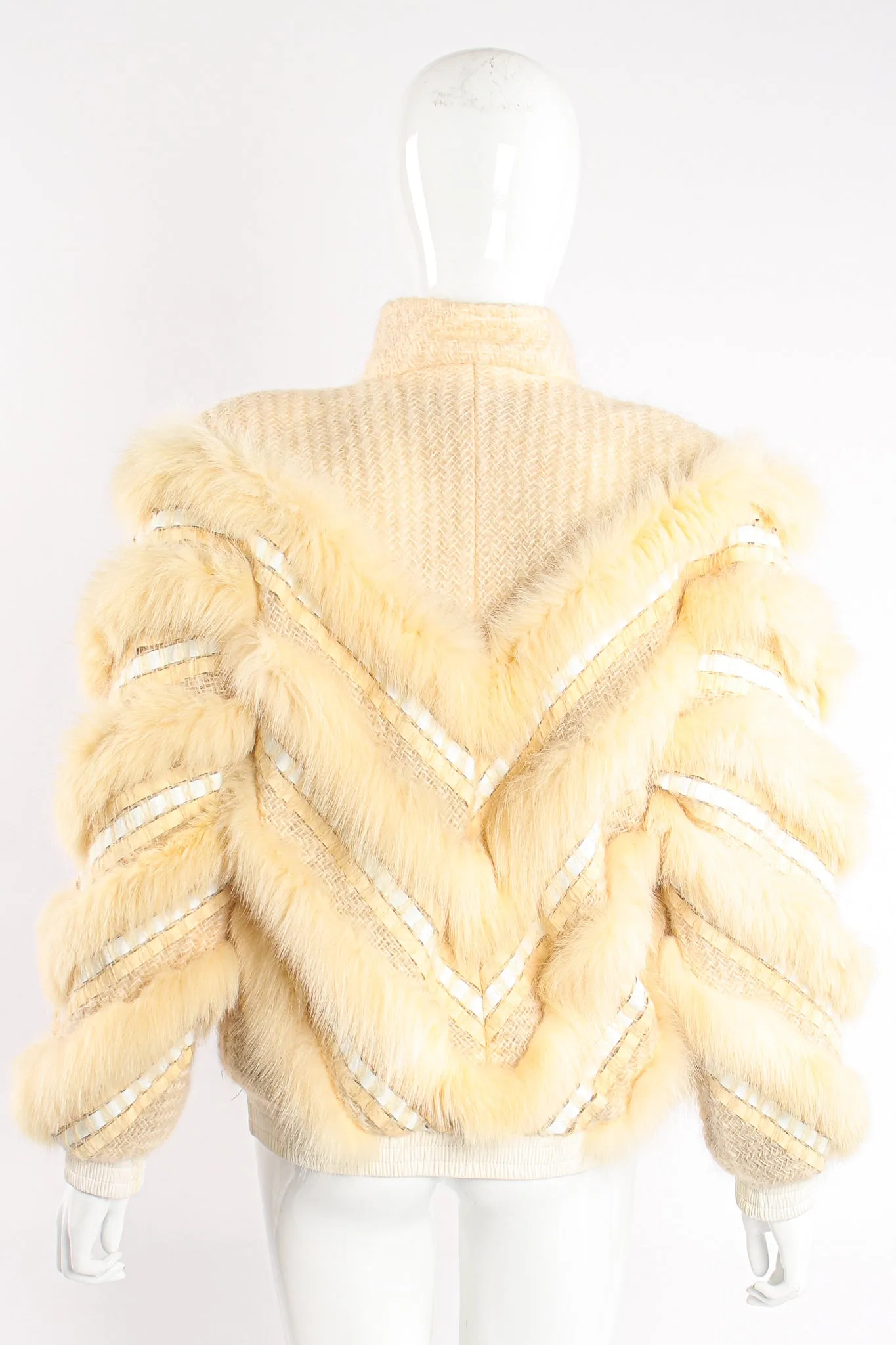 Woven Fur Chevron Bomber