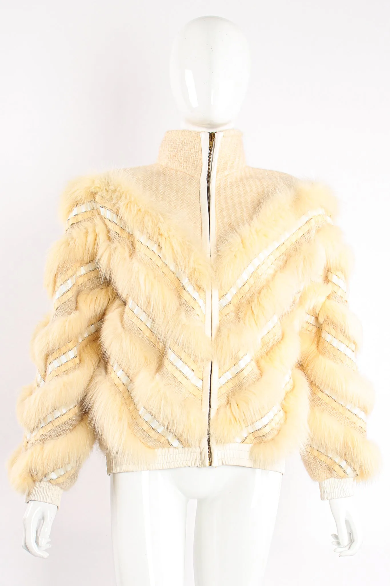Woven Fur Chevron Bomber