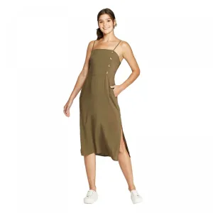 Xhilaration Women's Sleeveless Square Neck Side Button Midi Dress
