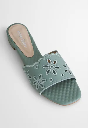Yasmin Eyelet Design Flats Sandals