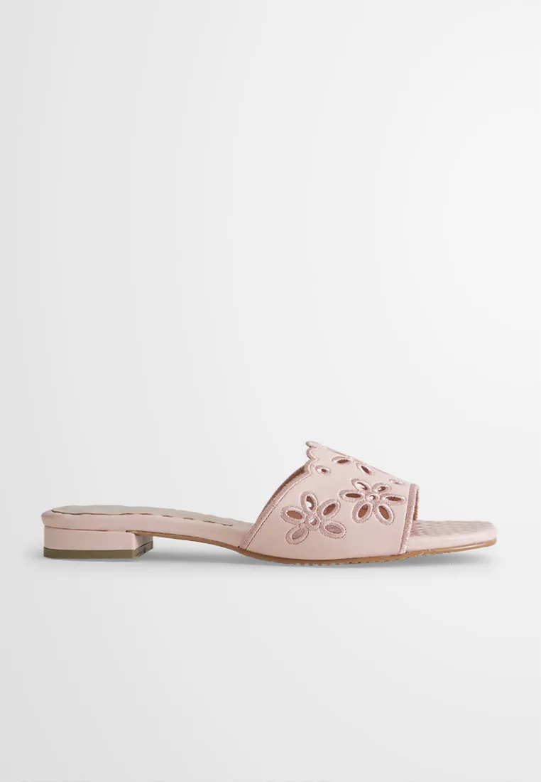Yasmin Eyelet Design Flats Sandals